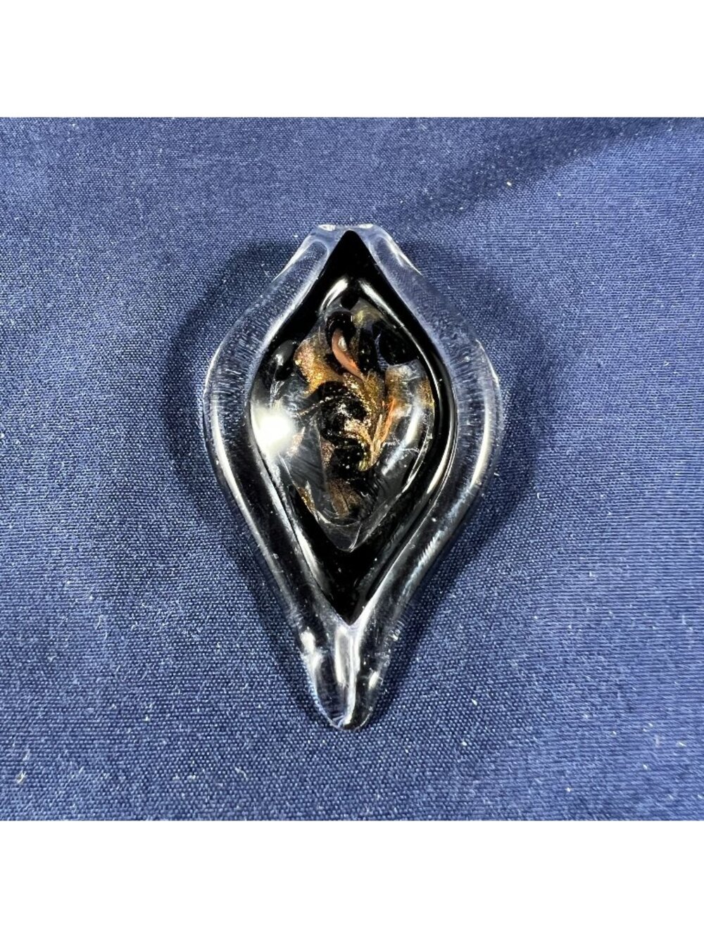 Handcrafted Glass Pendant With Swirl Design & Black-Gold Accents